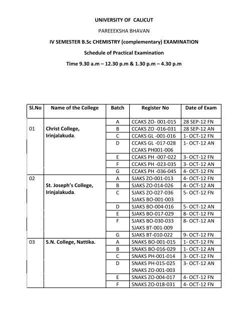 complementary - University of Calicut