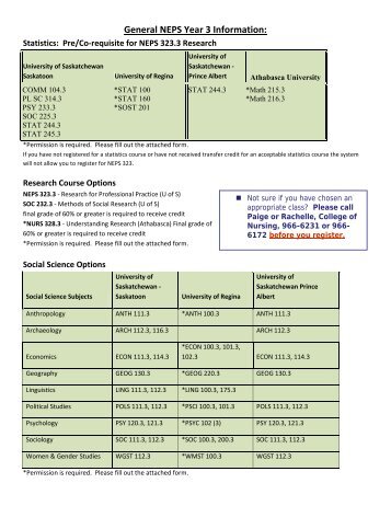 NEPS Saskatoon 3rd Year General Information - University of ...