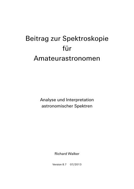 Beitrag zur Astrospektroskopie 8.7 - UrsusMajor