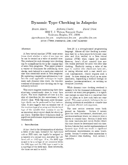 Dynamic Type Checking in Jalapeño - Usenix