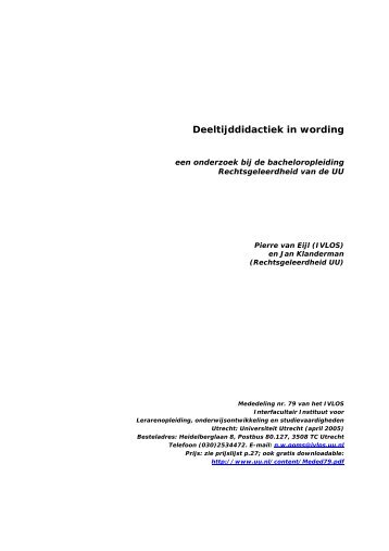 Deeltijddidactiek in wording - Universiteit Utrecht