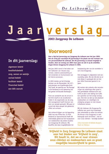 2164 Verpleeghuis de Hartkamp, Jaarverslag 2003 - AIAS