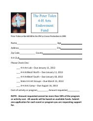 The Peter Talen 4-H Arts Endowment Fund applications