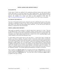 MEMO LABORATORY REPORT FORMAT BACKGROUND Various ...