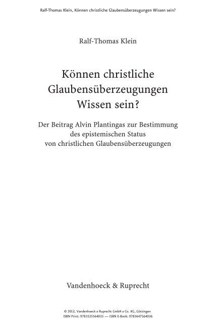 und Leseprobe (PDF) - Vandenhoeck & Ruprecht