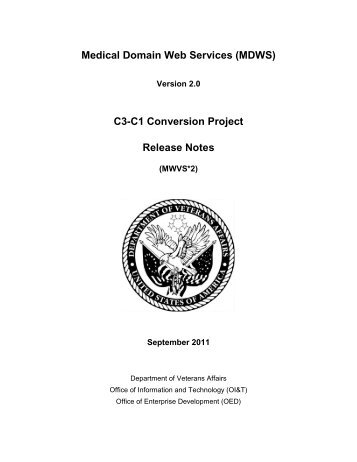 MDWS Release Notes - US Department of Veterans Affairs