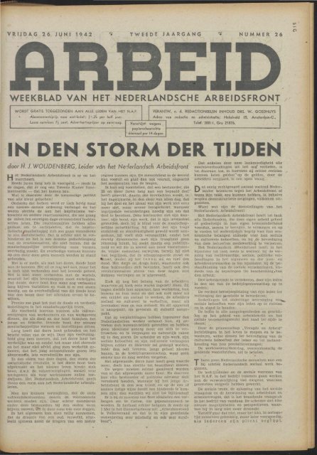 Arbeid (1942) nr. 26 - Vakbeweging in de oorlog