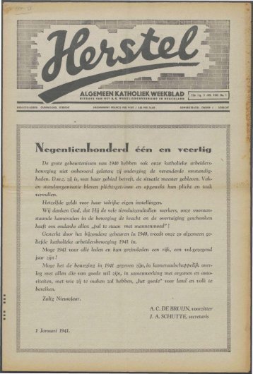 Herstel (1941) nr. 1 - Vakbeweging in de oorlog