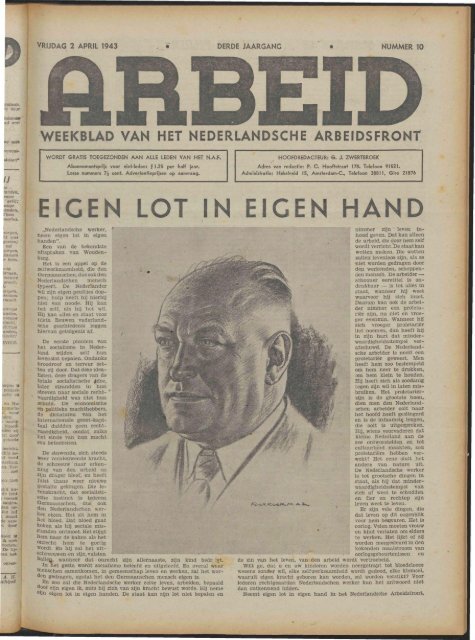 Arbeid (1943) nr.10 - Vakbeweging in de oorlog