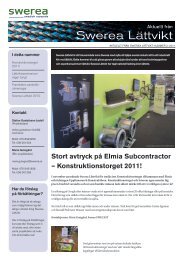 Nyhetsbrev nummer 2, 2011 från Swerea Lättvikt
