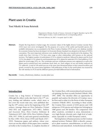 Plant uses in Croatia - Bio.bas.bg