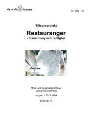 Tillsynsprojekt Restauranger - Västerviks kommun