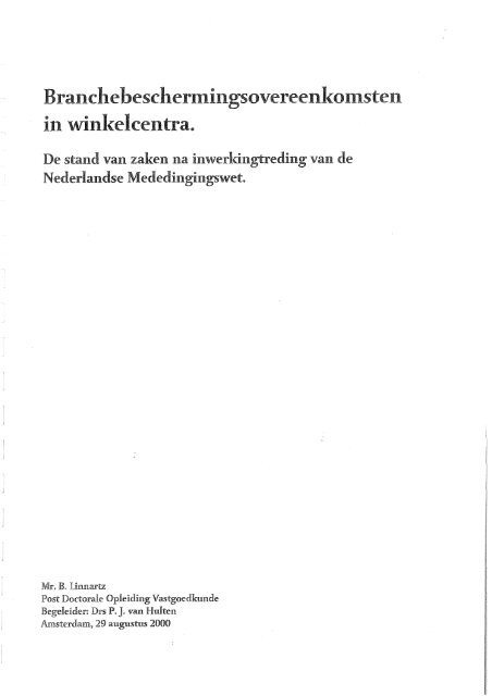 Branchebeschermingsovereenkomsten in ... - Vastgoedkennis