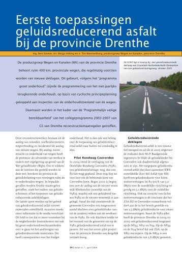 Eerste toepassingen geluidsreducerend asfalt bij de ... - VBW-Asfalt