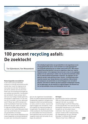 100 procent recycling asfalt: De zoektocht - VBW-Asfalt
