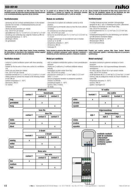 Technische Handleiding (pdf, 0.30 MB) - Niko