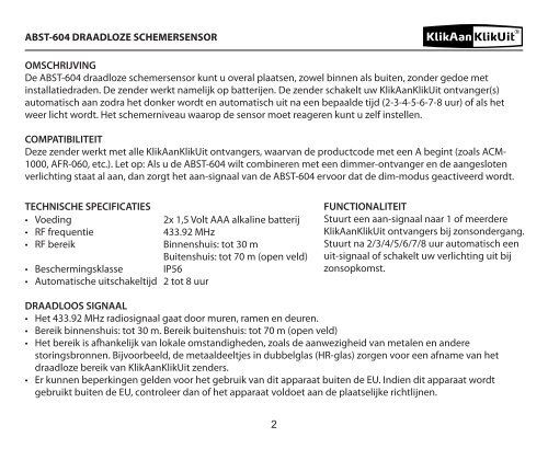 ABST-604 DRAADLOZE SCHEMERSENSOR - Klikaanklikuit