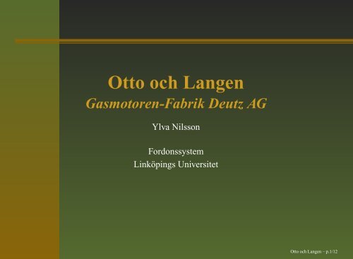 Otto och Langen Gasmotoren-Fabrik Deutz AG - Fordonssystem