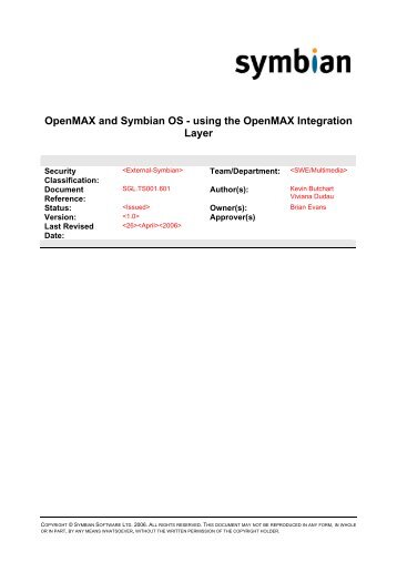 OpenMAX and Symbian OS - using OpenMAX integration layer