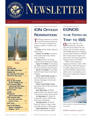 ION Newsletter, Volume 14, Number 4 - The Institute of Navigation