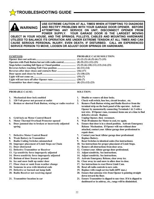Troubleshooting Guide Use