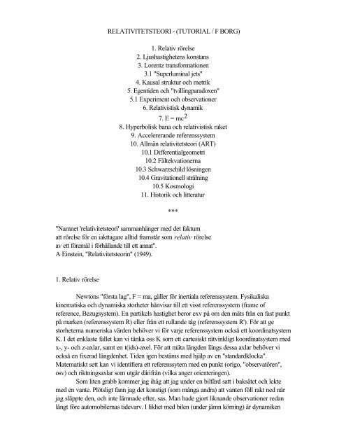 RELATIVITETSTEORI - (TUTORIAL / F BORG) 1 ... - Saunalahti