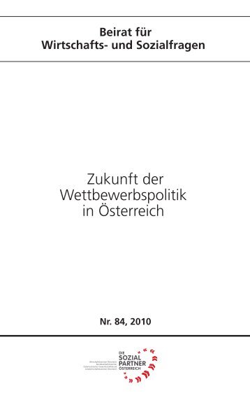 Studie: Zukunft der Wettbewerbspolitik in Österreich - Sozialpartner