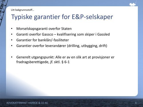 Konserninterne garantier – fradrag - Norsk olje og gass