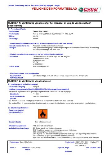 veiligheidsinformatieblad - Castrol