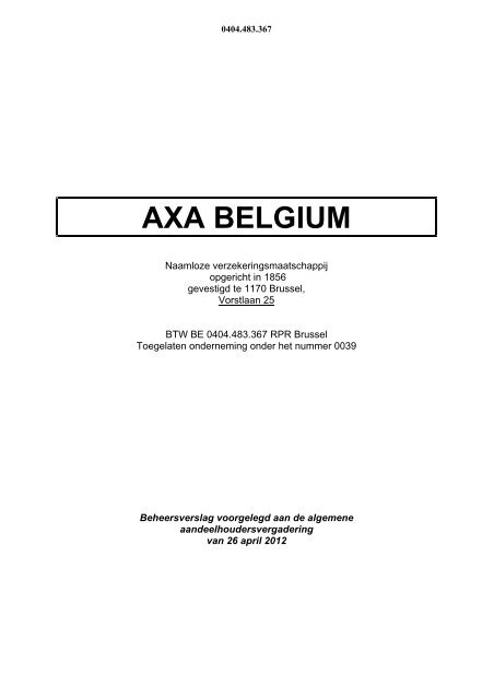 III. Omzet van AXA Belgium in BOAR-verzekeringen