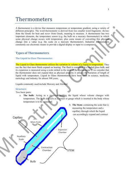 Temperature Measurement Thermometer - Properties and Functions