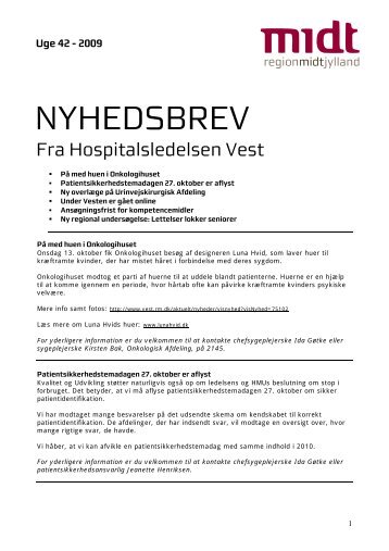 Hospitalsledelsens nyhedsbrev uge 42 - Hospitalsenheden Vest ...