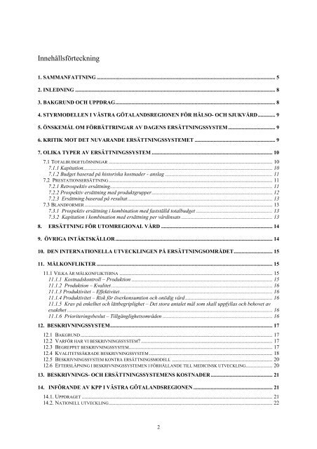 Sjukhusens ersättningssystem 2005 - Västra Götalandsregionen