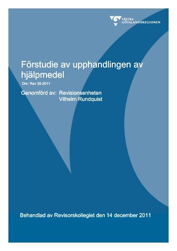 Förstudie av upphandlingen av hjälpmedel - Västra ...