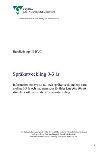 Språkutveckling 0-3 år - Västra Götalandsregionen