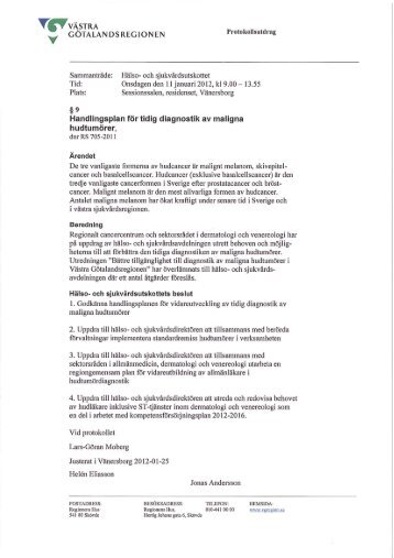 HSU § 9-2012 Handlingsplan för tidig diagnostik av maligna ...