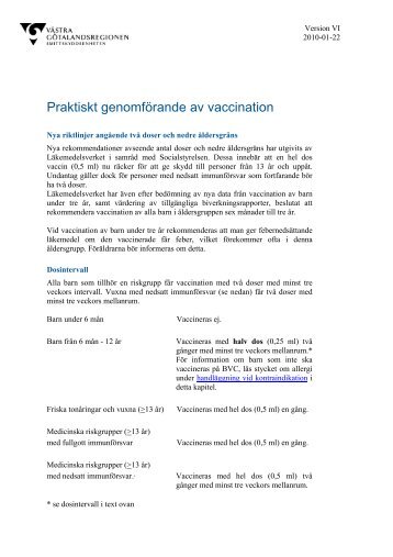Praktiskt genomförande av vaccination - Västra Götalandsregionen
