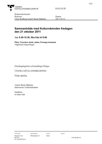 Kallelse och handlingar - Västra Götalandsregionen