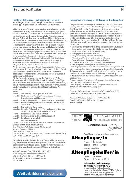 Programmheft 2013 / 2. Semester - download pdf-Datei - VHS Zeven