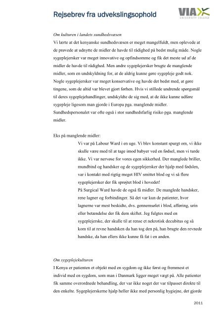 Læs Rebekkas rejsebrev her (pdf) - VIA University College