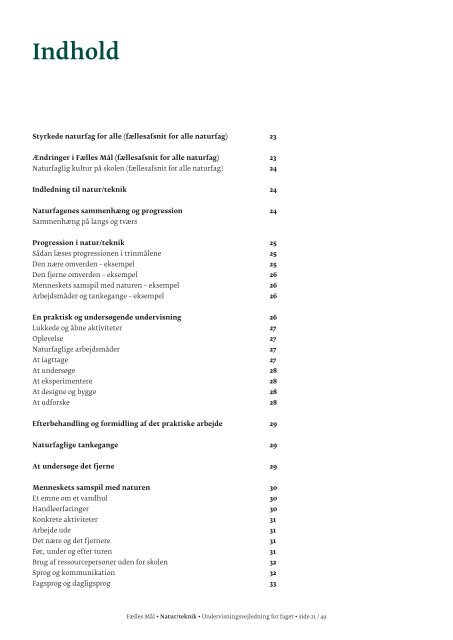 Trinmål og slutmål for Natur/teknik