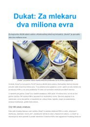 Dukat: Za mlekaru dva miliona evra