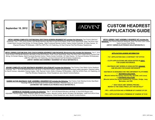 CUSTOM HEADREST APPLICATION GUIDE - Audiovox