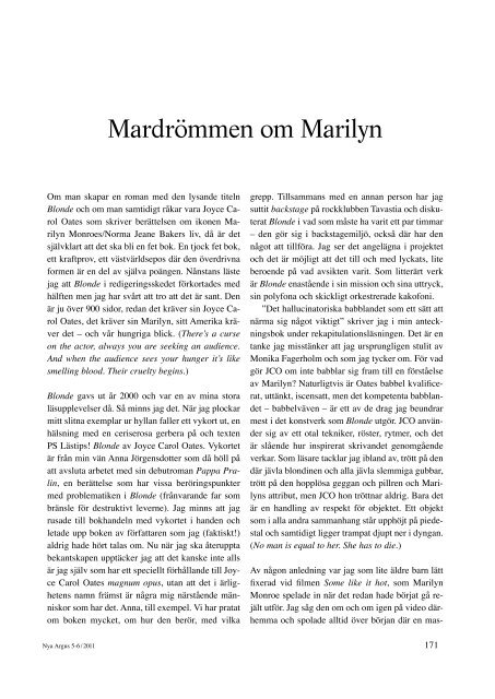 Mardrömmen om Marilyn – Joyce Carol Oates Blonde (pdf)