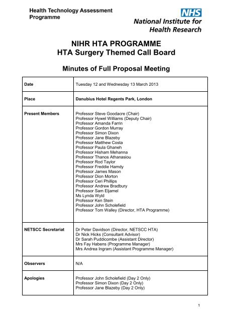 NIHR HTA PROGRAMME - NIHR Health Technology Assessment ...