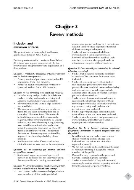 How far does screening women for domestic (partner) - NIHR Health ...