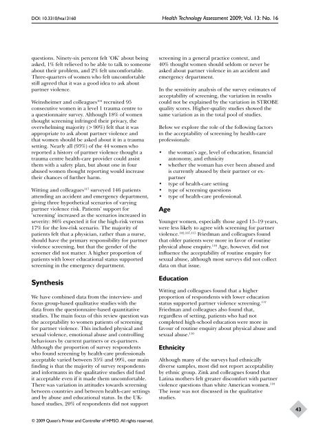 How far does screening women for domestic (partner) - NIHR Health ...