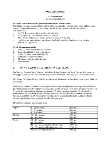 PAKKAUSSELOSTE D-Calsor tabletti D3-vitamiini ... - Apteekkiverkko