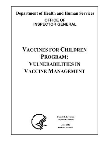 vaccines for children program: vulnerabilities in vaccine management