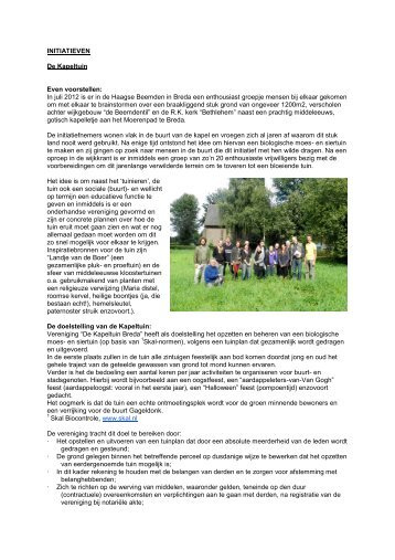 INITIATIEVEN De Kapeltuin Even voorstellen: In ... - Gemeente Breda